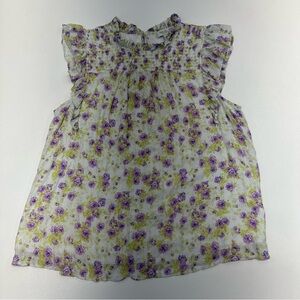 Rachel Zoe Women’s Sleeveless Ruffle Floral Metallic Flowy Blouse Size Large